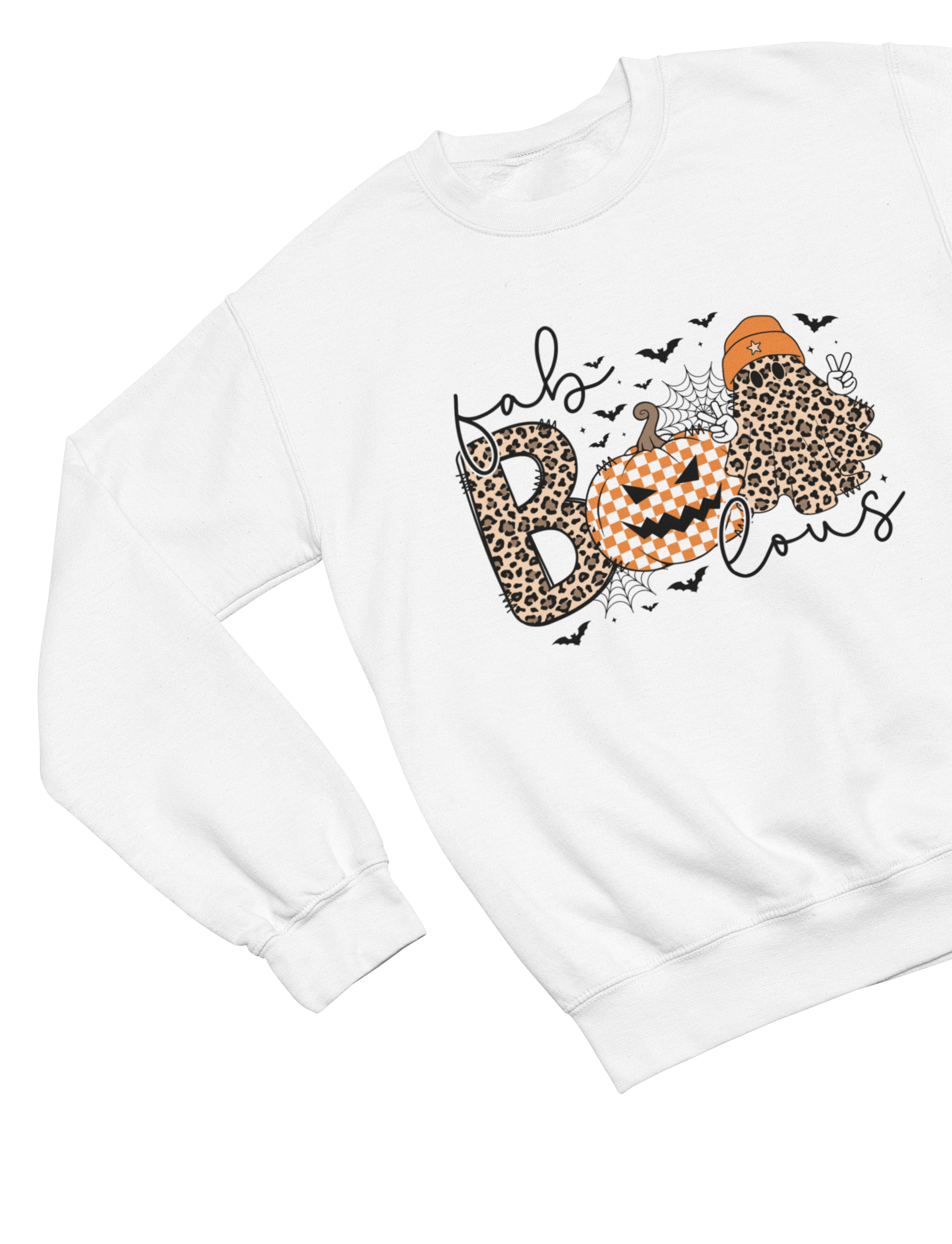 Boojee Ghost Retro Fab-BOO-lous Halloween Sweatshirt & T-Shirt Sweatshirt / White / Small gift_idea unique_gift personalised_gift