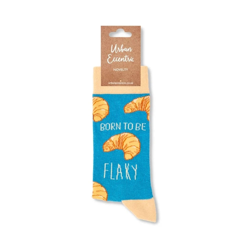 Born To Be Flaky Socks – Funny Croissant Socks for Food Lovers UK gift_idea unique_gift personalised_gift
