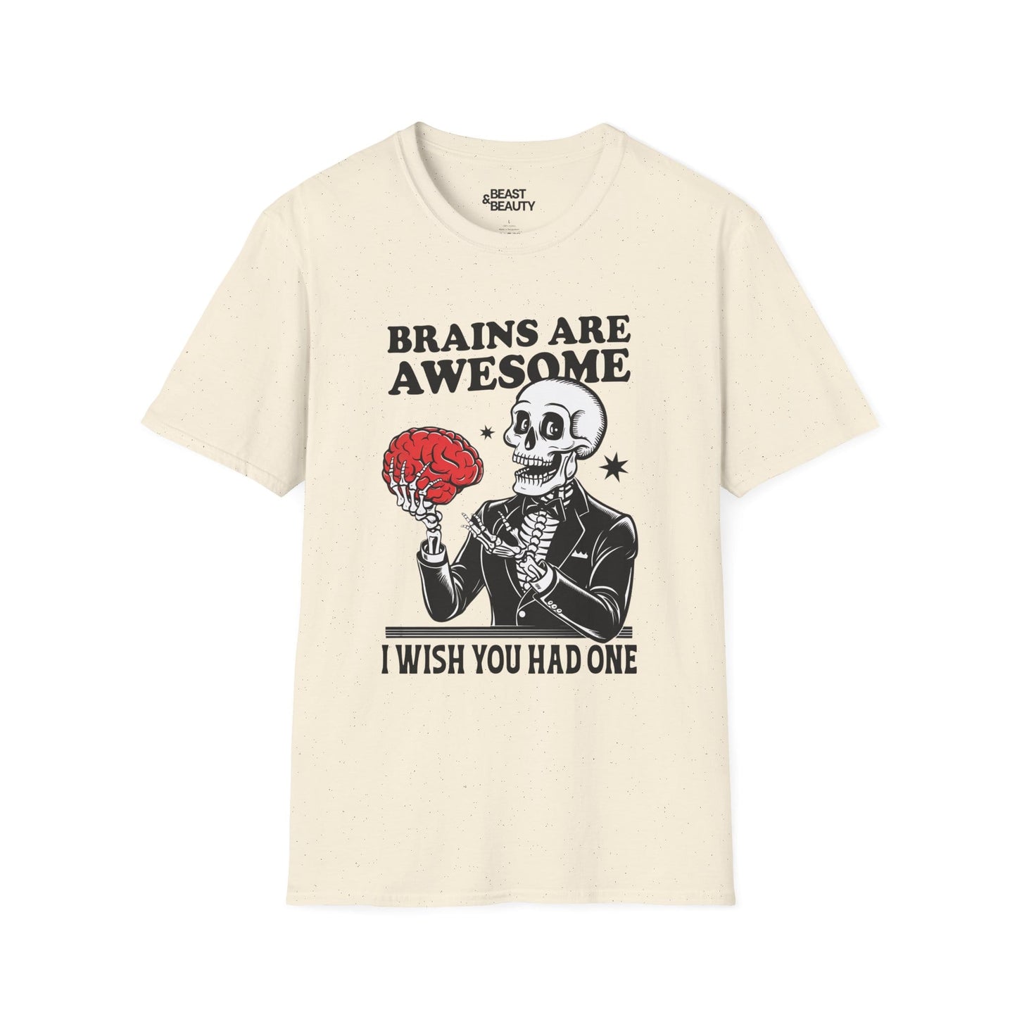 Brains Are Awesome Funny Halloween T-Shirt Natural / M gift_idea unique_gift personalised_gift
