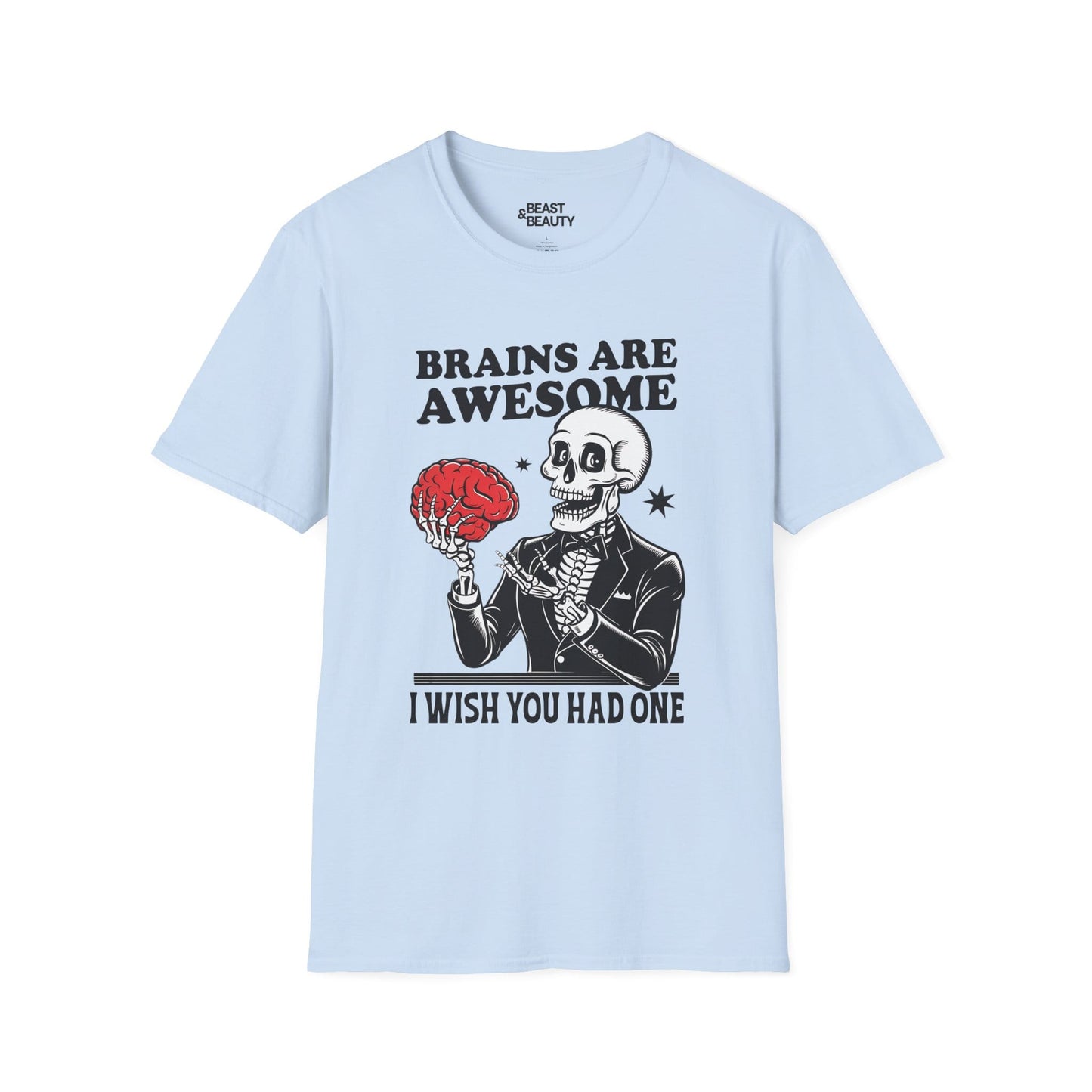 Brains Are Awesome Funny Halloween T-Shirt Light Blue / S gift_idea unique_gift personalised_gift