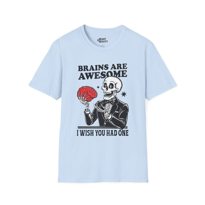 Brains Are Awesome Funny Halloween T-Shirt Light Blue / S gift_idea unique_gift personalised_gift