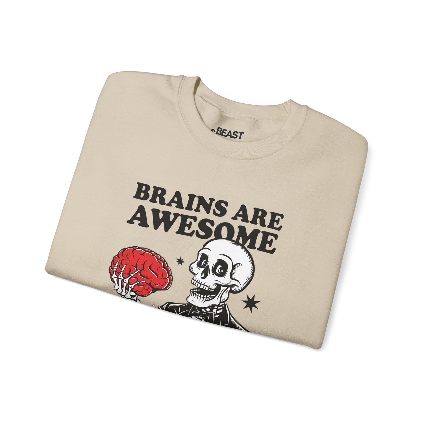 Brains Are Awesome Funny Skeleton Halloween Sweatshirt gift_idea unique_gift personalised_gift