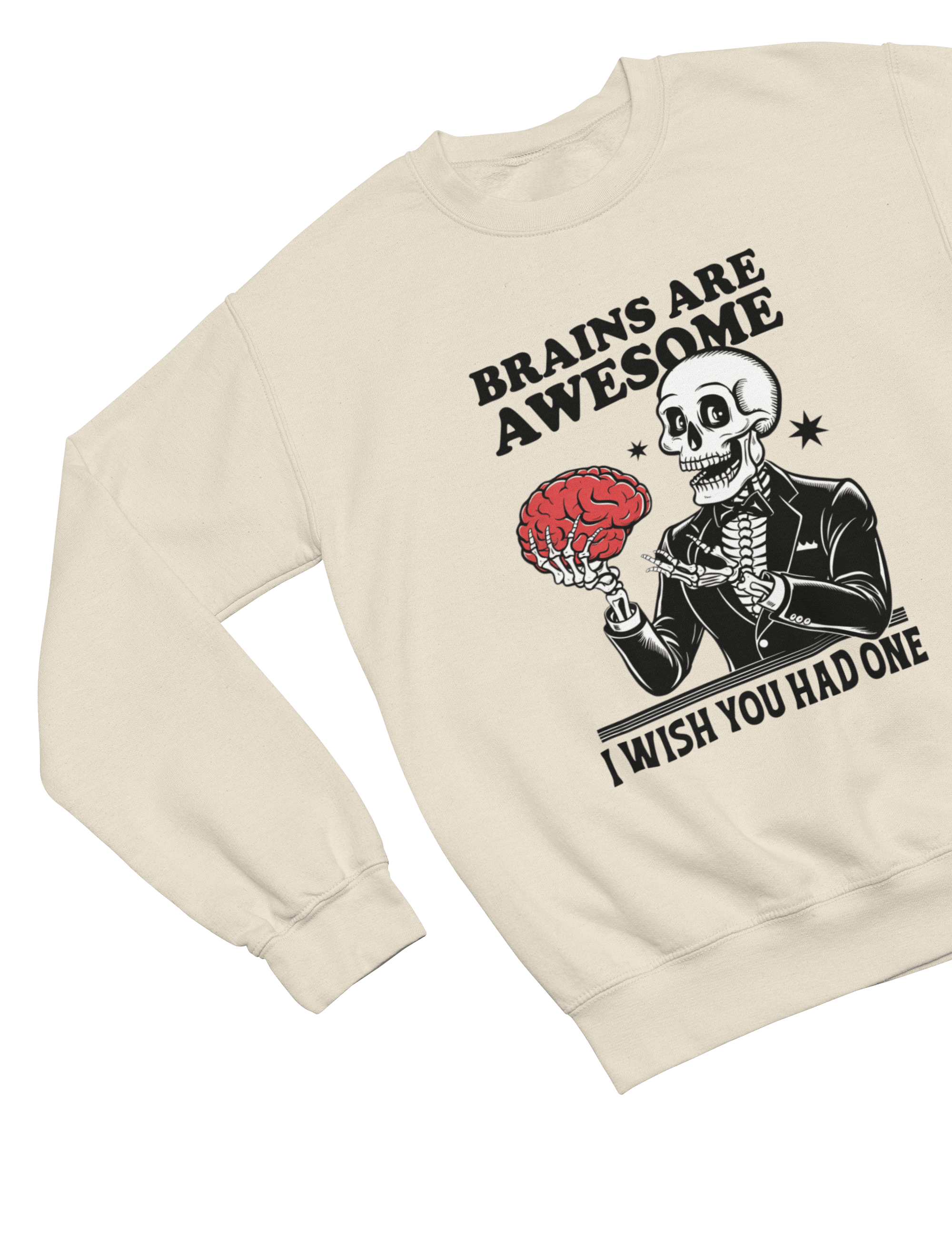 Brains Are Awesome Sweatshirt & T-Shirt – Funny Skeleton Halloween Top gift_idea unique_gift personalised_gift