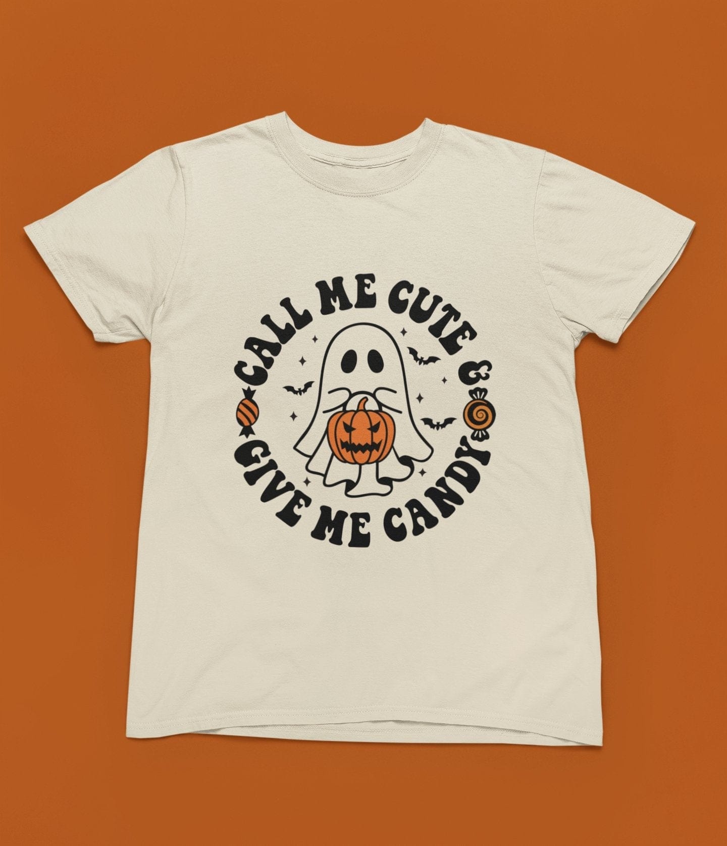 Call Me Cute & Give Me Candy Ghost Halloween Sweatshirt & T-Shirt gift_idea unique_gift personalised_gift