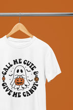 Call Me Cute & Give Me Candy Ghost Halloween Sweatshirt & T-Shirt White / Small / T-Shirt gift_idea unique_gift personalised_gift