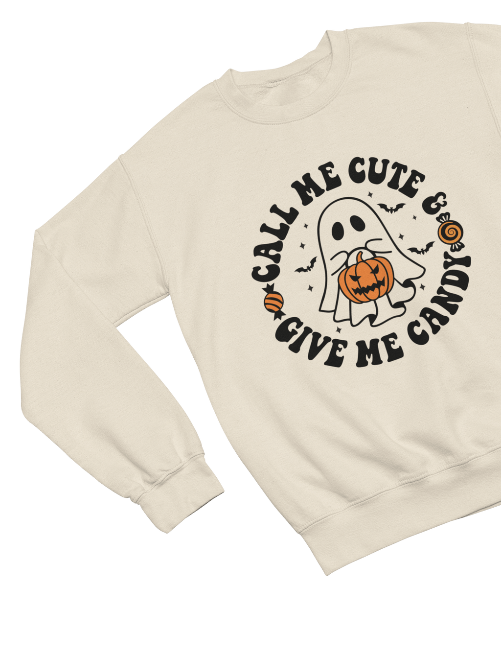 Call Me Cute & Give Me Candy Ghost Halloween Sweatshirt & T-Shirt gift_idea unique_gift personalised_gift