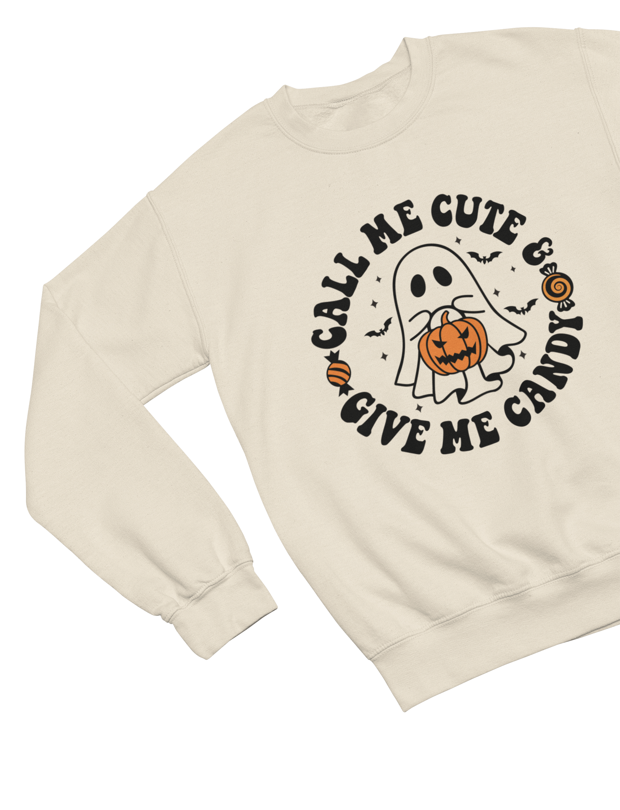 Call Me Cute & Give Me Candy Ghost Halloween Sweatshirt & T-Shirt gift_idea unique_gift personalised_gift