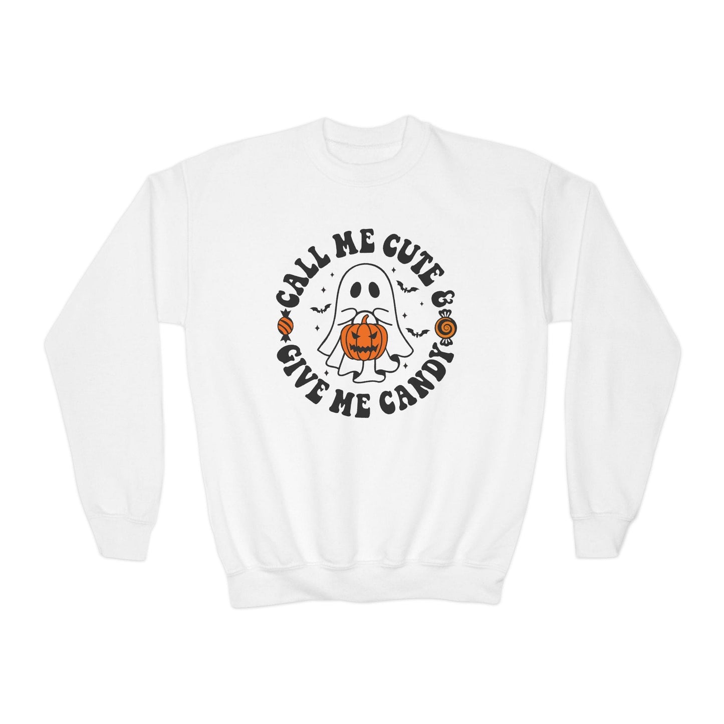 Call Me Cute & Give Me Candy Kids Halloween Sweatshirt White / XS gift_idea unique_gift personalised_gift