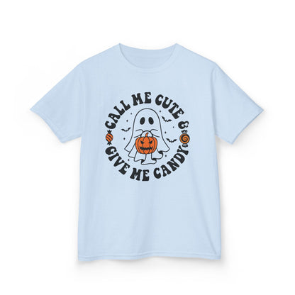 Call Me Cute Give Me Candy Kids Halloween T-Shirt Light Blue / XS gift_idea unique_gift personalised_gift