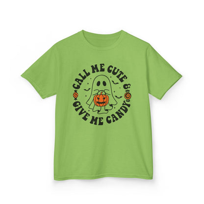 Call Me Cute Give Me Candy Kids Halloween T-Shirt Lime / XS gift_idea unique_gift personalised_gift