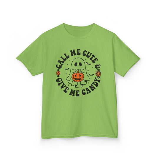 Call Me Cute Give Me Candy Kids Halloween T-Shirt Lime / XS gift_idea unique_gift personalised_gift