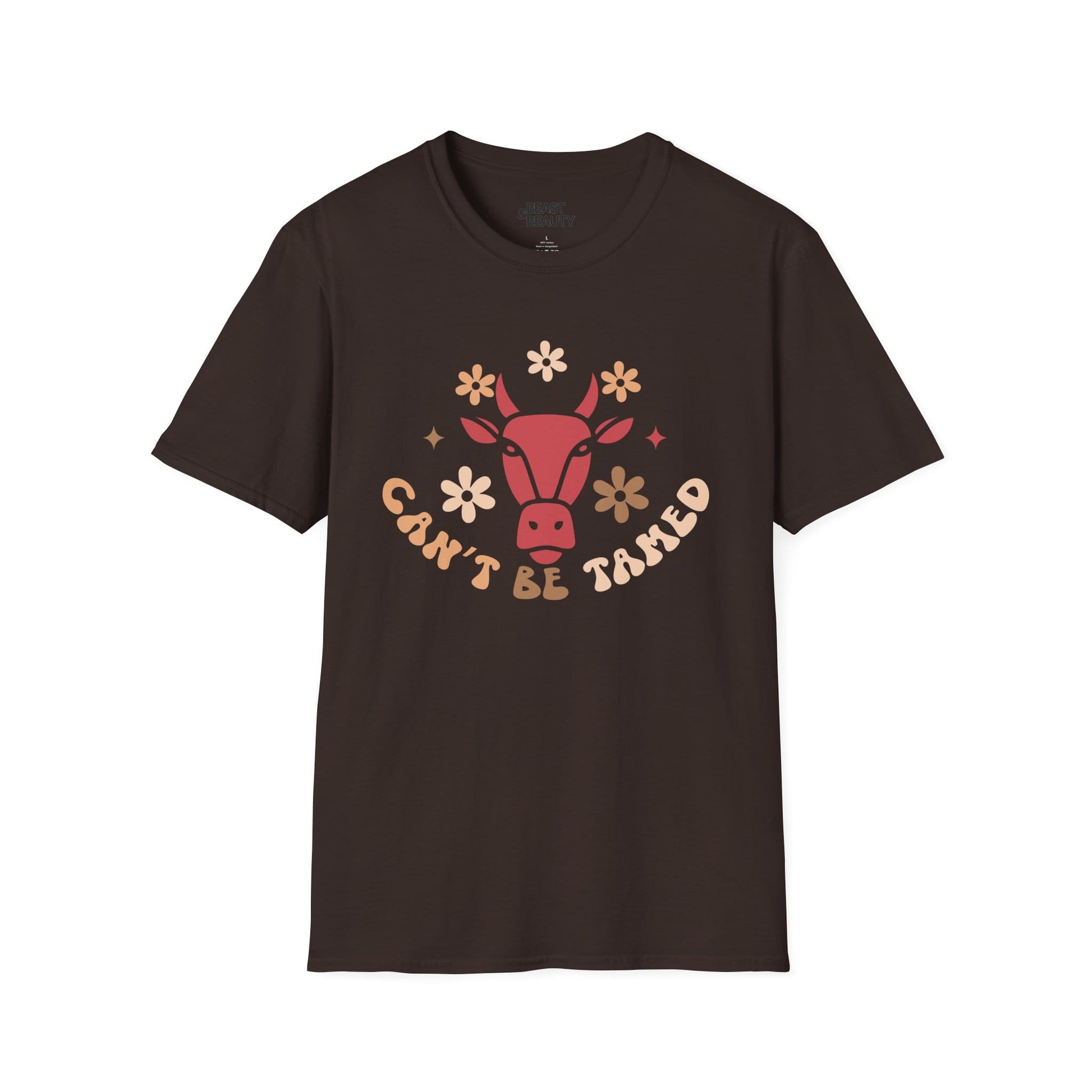 can t be tamed cowgirl t-shirt dark chocolate t-shirt uk cowgirl gift idea