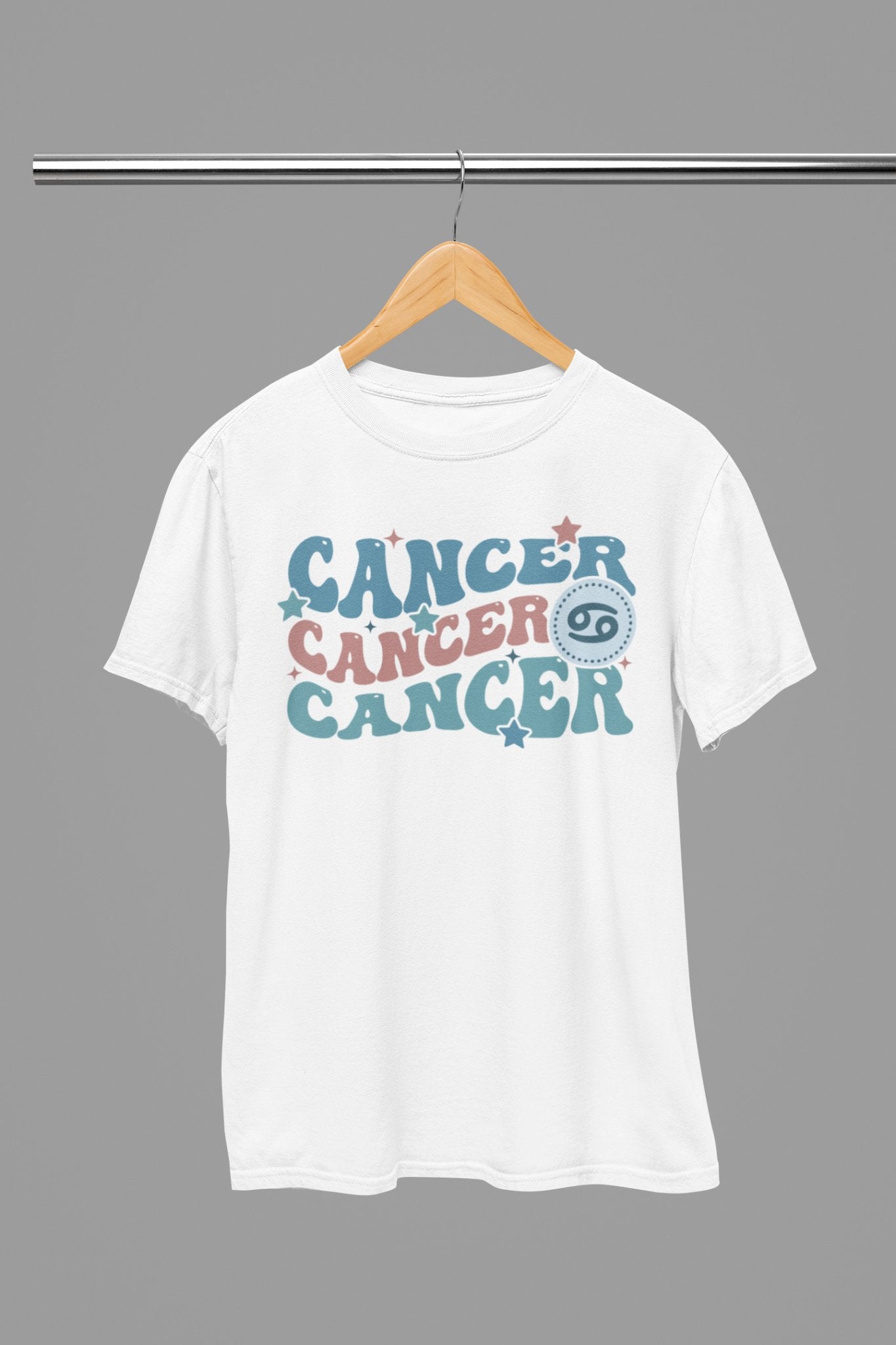 Cancer Zodiac Fun Colour Font T-Shirt - Beast & Beauty Clothing LTD - Zodiac T-Shirt - small - White - 