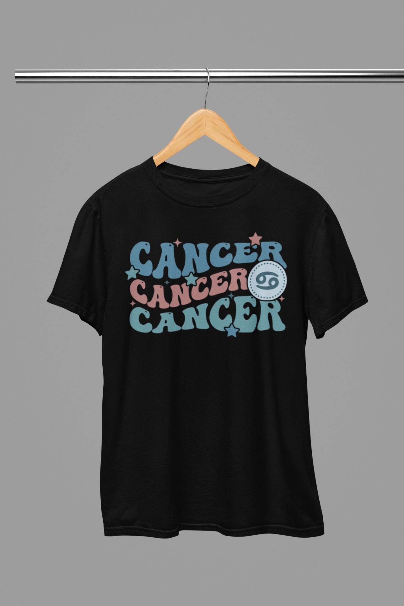 Cancer Zodiac Fun Colour Font T-Shirt - Beast & Beauty Clothing LTD - Zodiac T-Shirt - small - Black - 