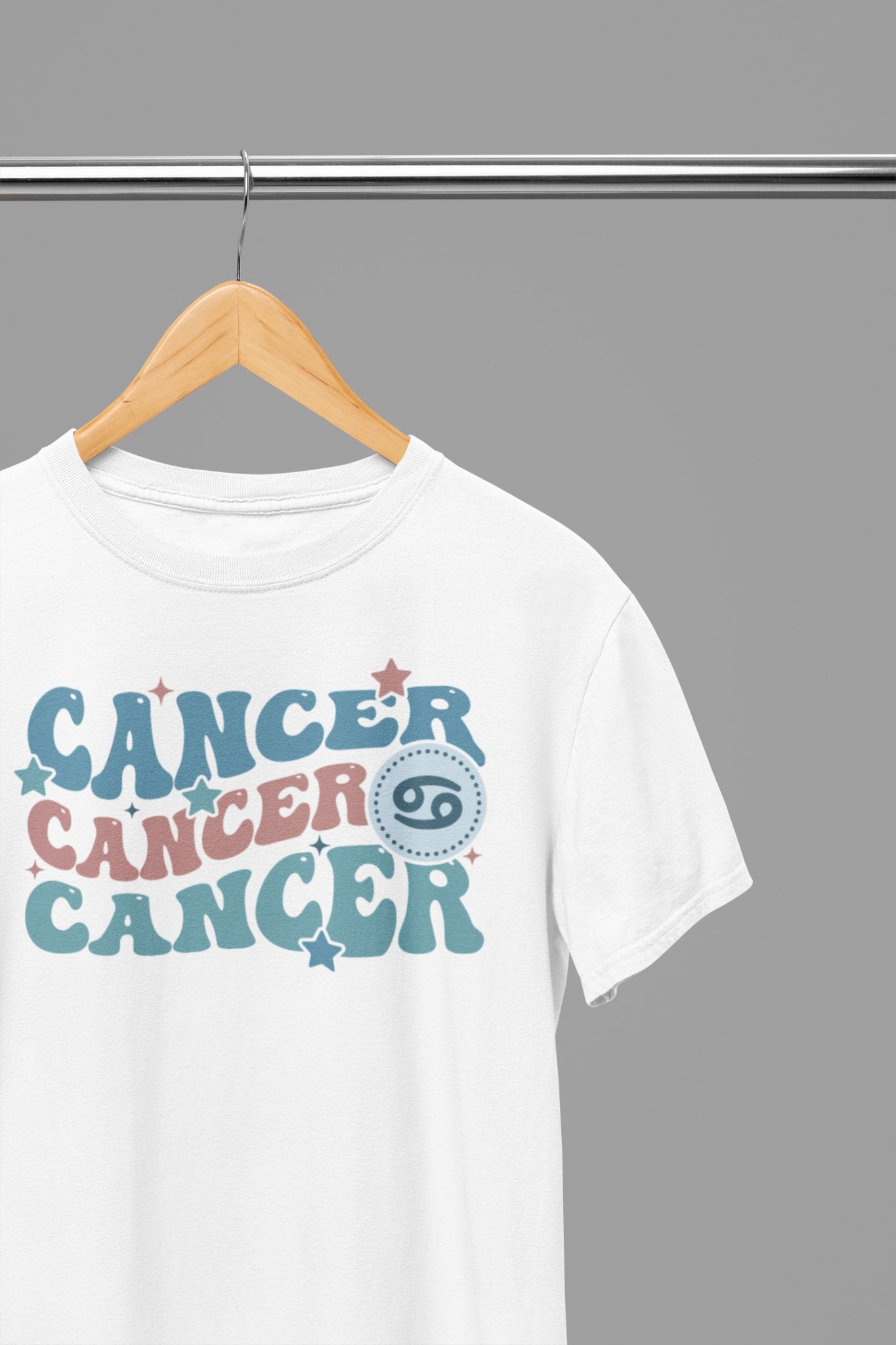 Cancer Zodiac Fun Colour Font T-Shirt - Beast & Beauty Clothing LTD - Zodiac T-Shirt - small - White - 
