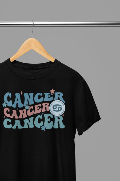 Cancer Zodiac Fun Colour Font T-Shirt - Beast & Beauty Clothing LTD - Zodiac T-Shirt - small - Black - 