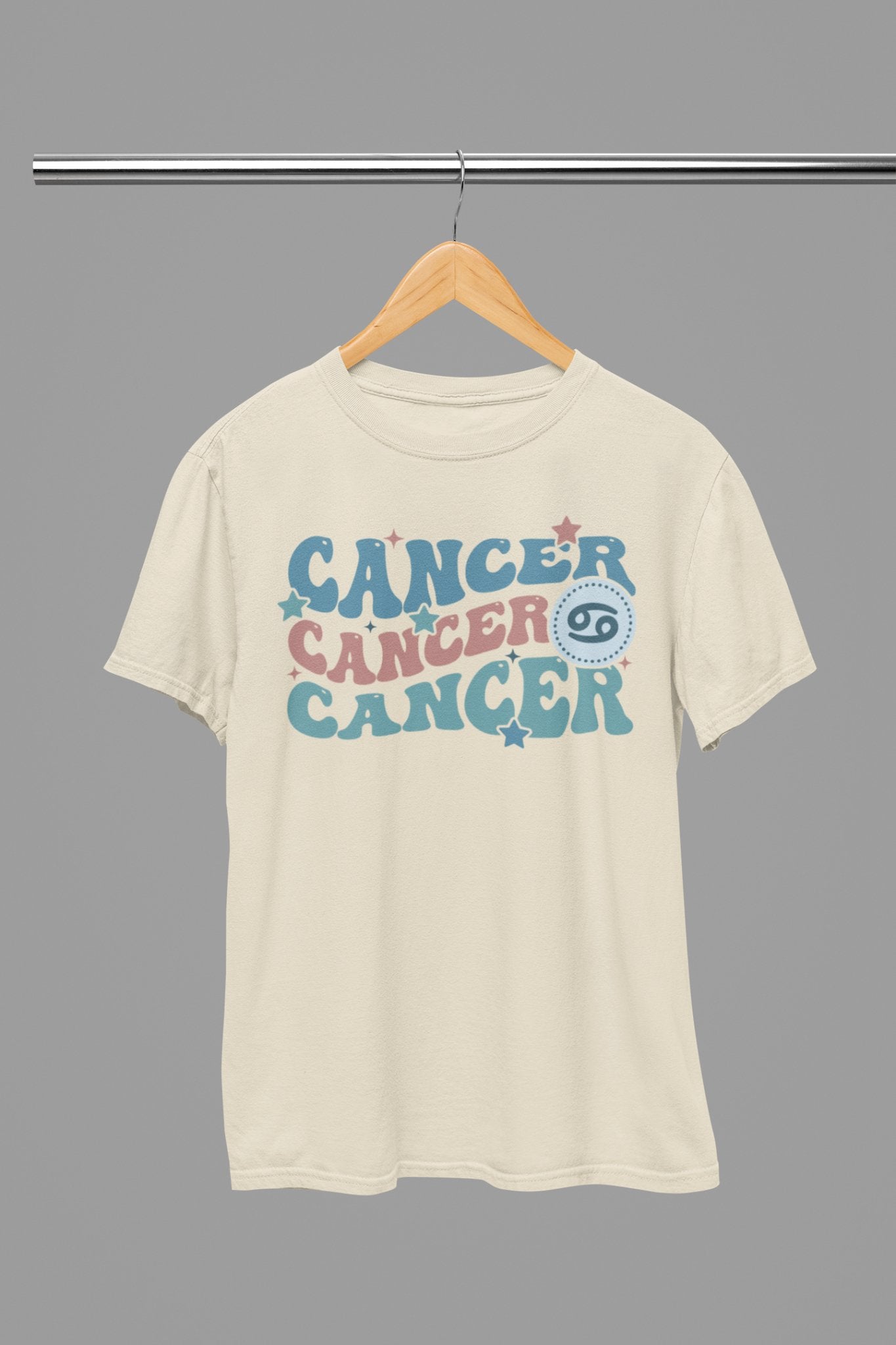 Cancer Zodiac Fun Colour Font T-Shirt - Beast & Beauty Clothing LTD - Zodiac T-Shirt - small - Sand - 