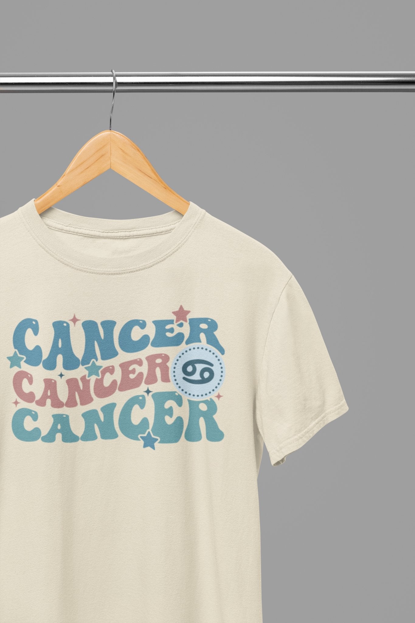 Cancer Zodiac Fun Colour Font T-Shirt - Beast & Beauty Clothing LTD - Zodiac T-Shirt - small - Sand - 