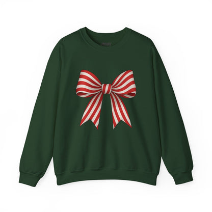 candy cane bow sweatshirt forest green sweatshirt uk coquette gift idea