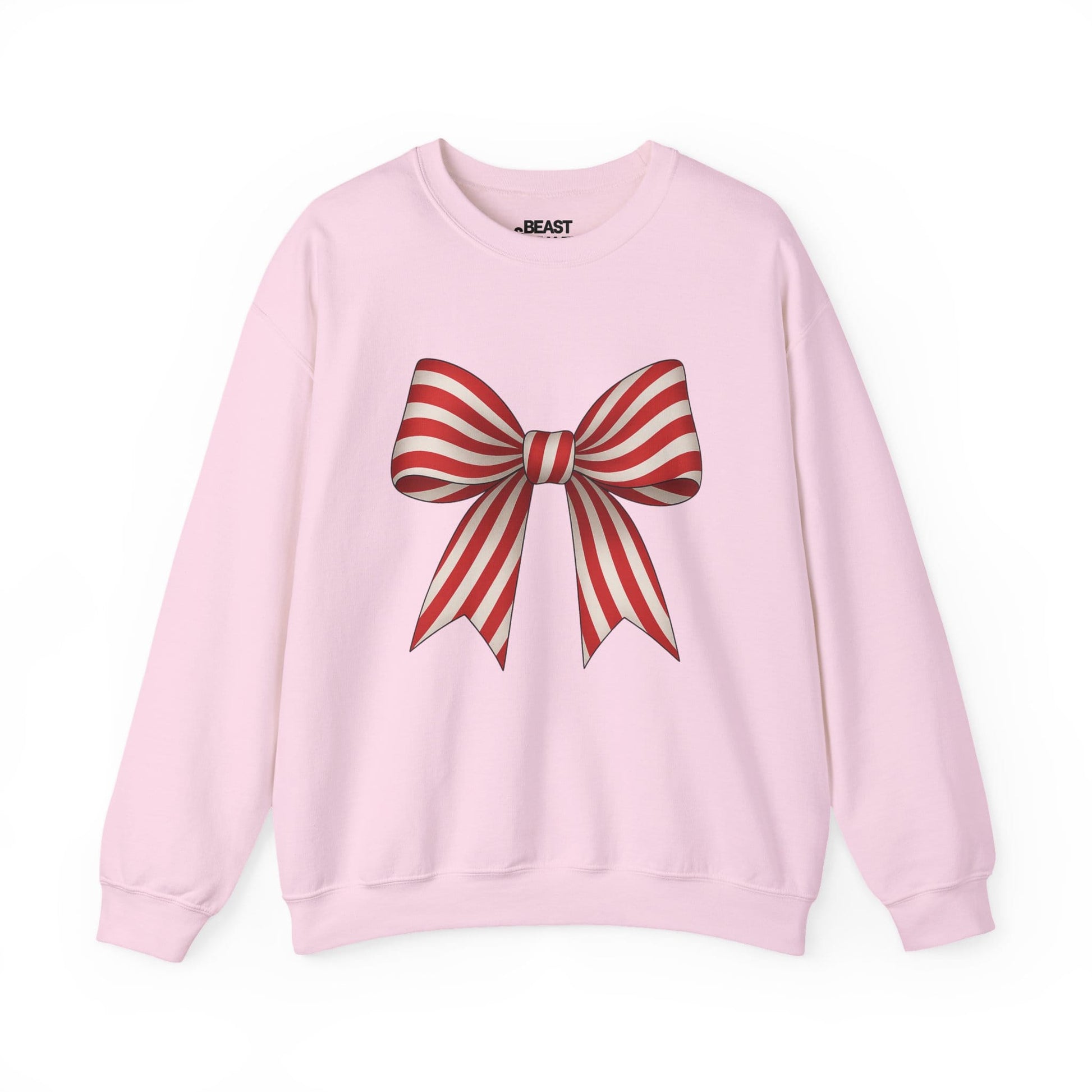 candy cane bow sweatshirt light pink sweatshirt uk coquette gift idea