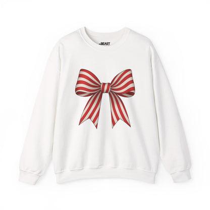 candy cane bow sweatshirt white sweatshirt uk coquette gift idea