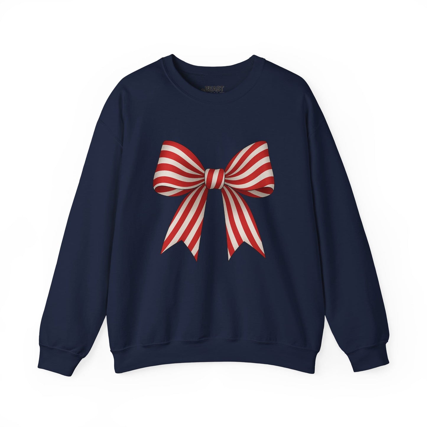 candy cane bow sweatshirt navy sweatshirt uk coquette gift idea