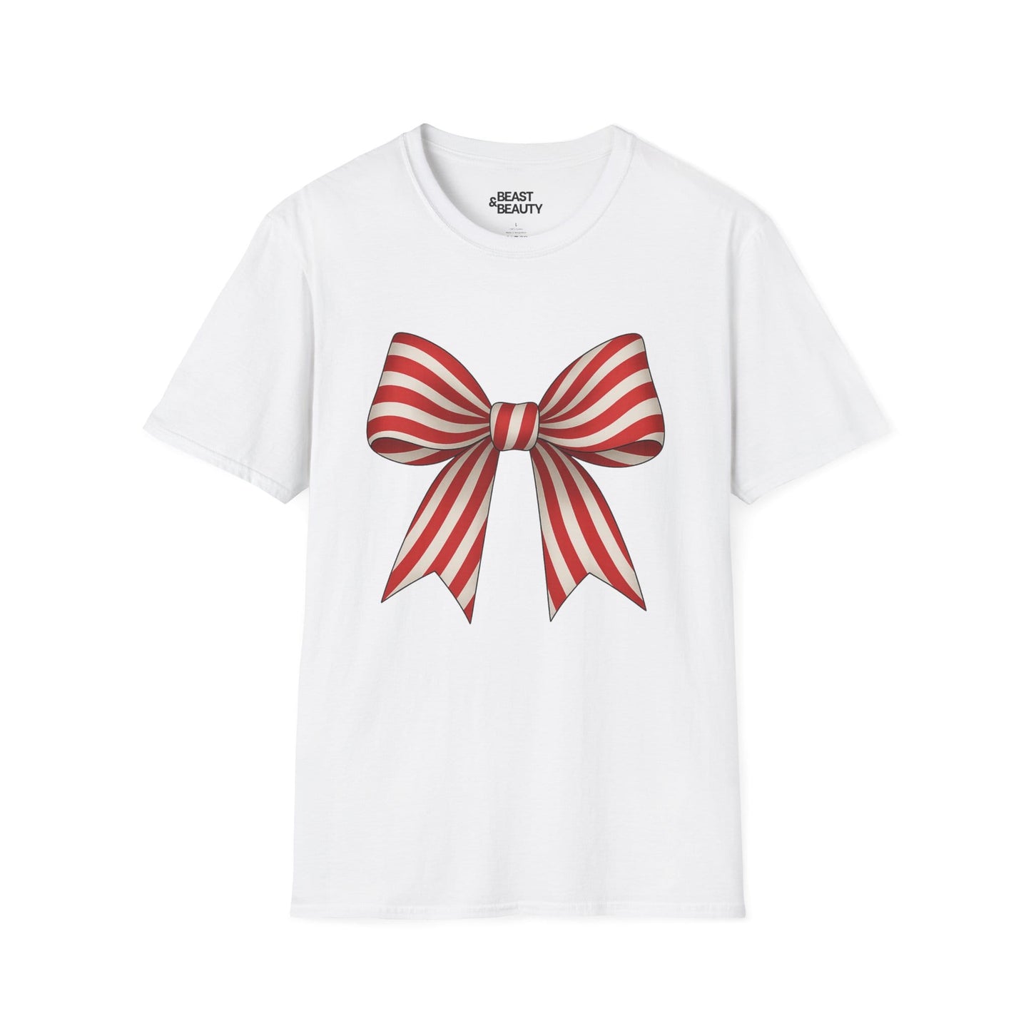 candy cane bow t-shirt white t-shirt uk Christmas gift idea