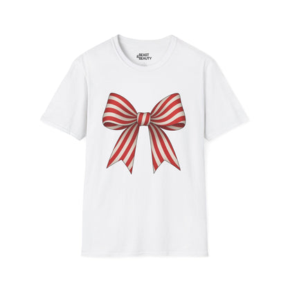 candy cane bow t-shirt white t-shirt uk Christmas gift idea