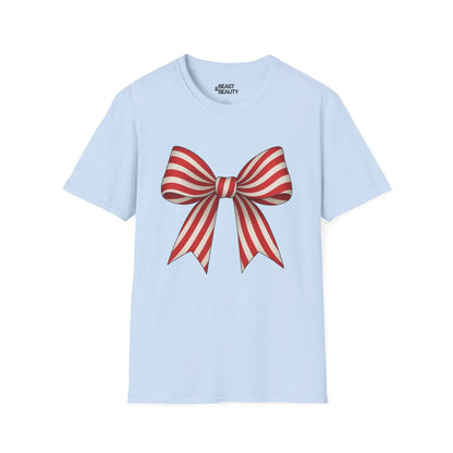 candy cane bow t-shirt light blue t-shirt uk Christmas gift idea