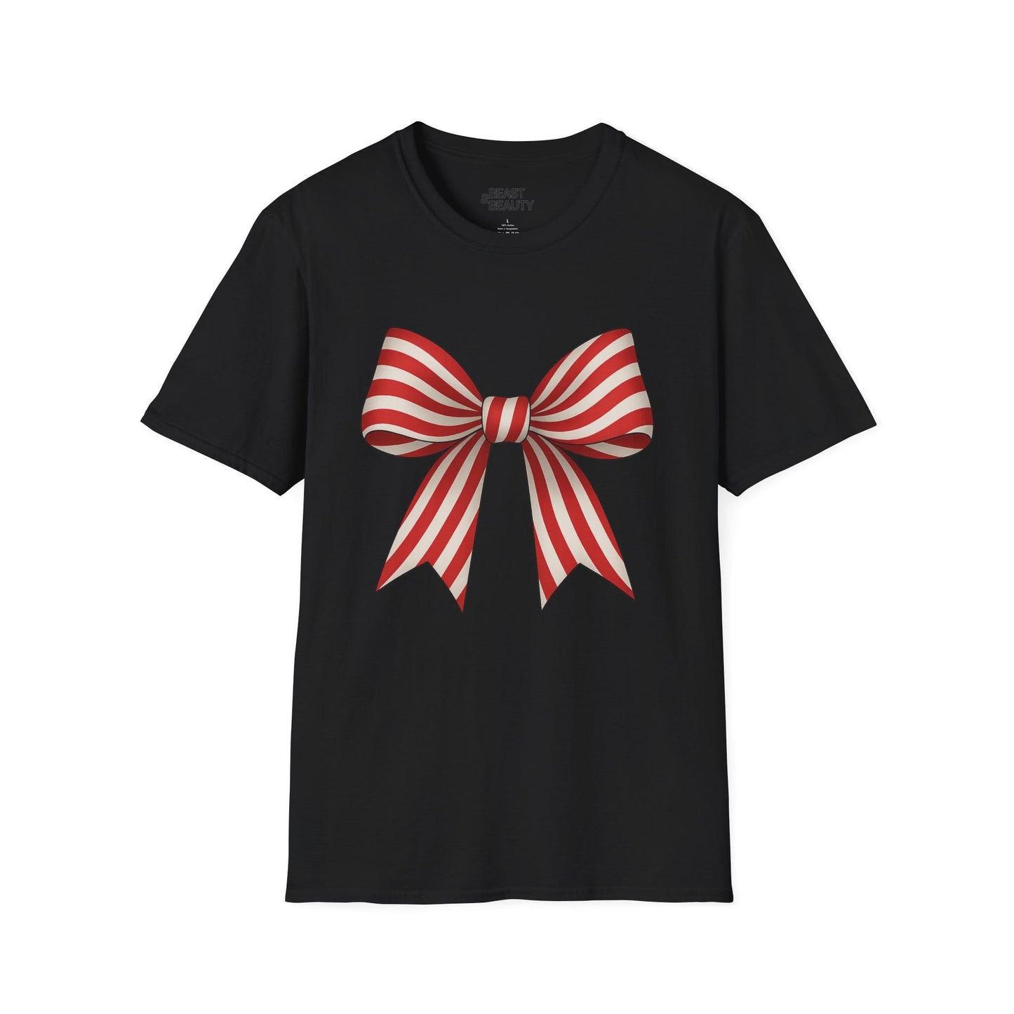candy cane bow t-shirt black t-shirt uk Christmas gift idea