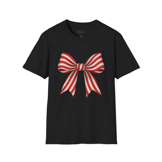 candy cane bow t-shirt black t-shirt uk Christmas gift idea