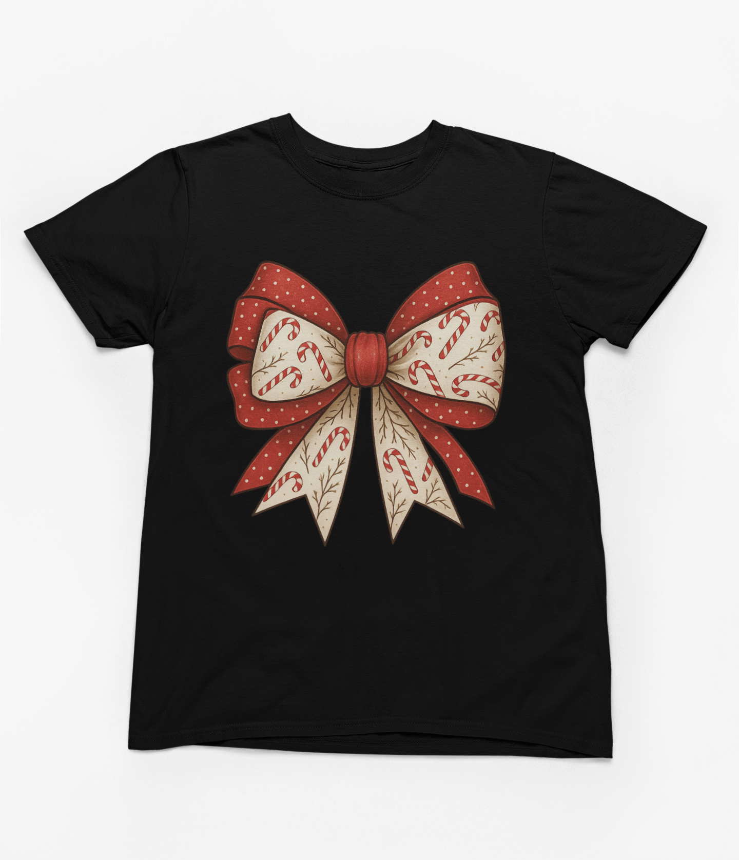 Beast and Beauty T-Shirt / 3XL (Adult) / Black Candy Cane Coquette Bow Christmas Sweatshirt – Vintage Festive Jumper for All