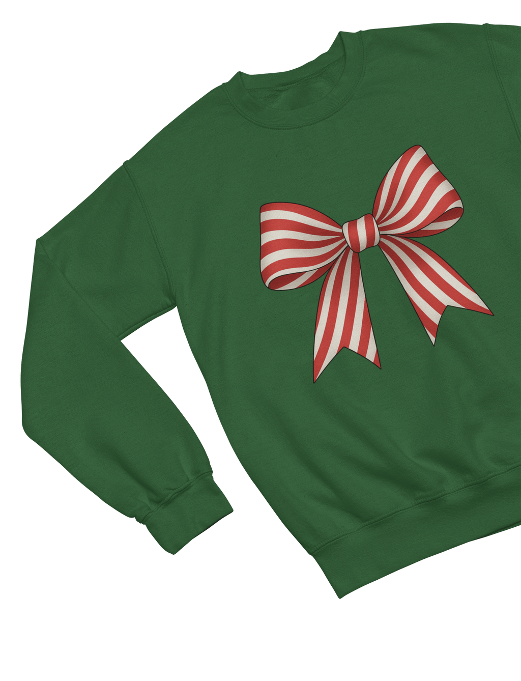 Beast and Beauty Candy Cane Stripe Coquette Bow Christmas Sweatshirt or T-Shirt – Festive Gift UK
