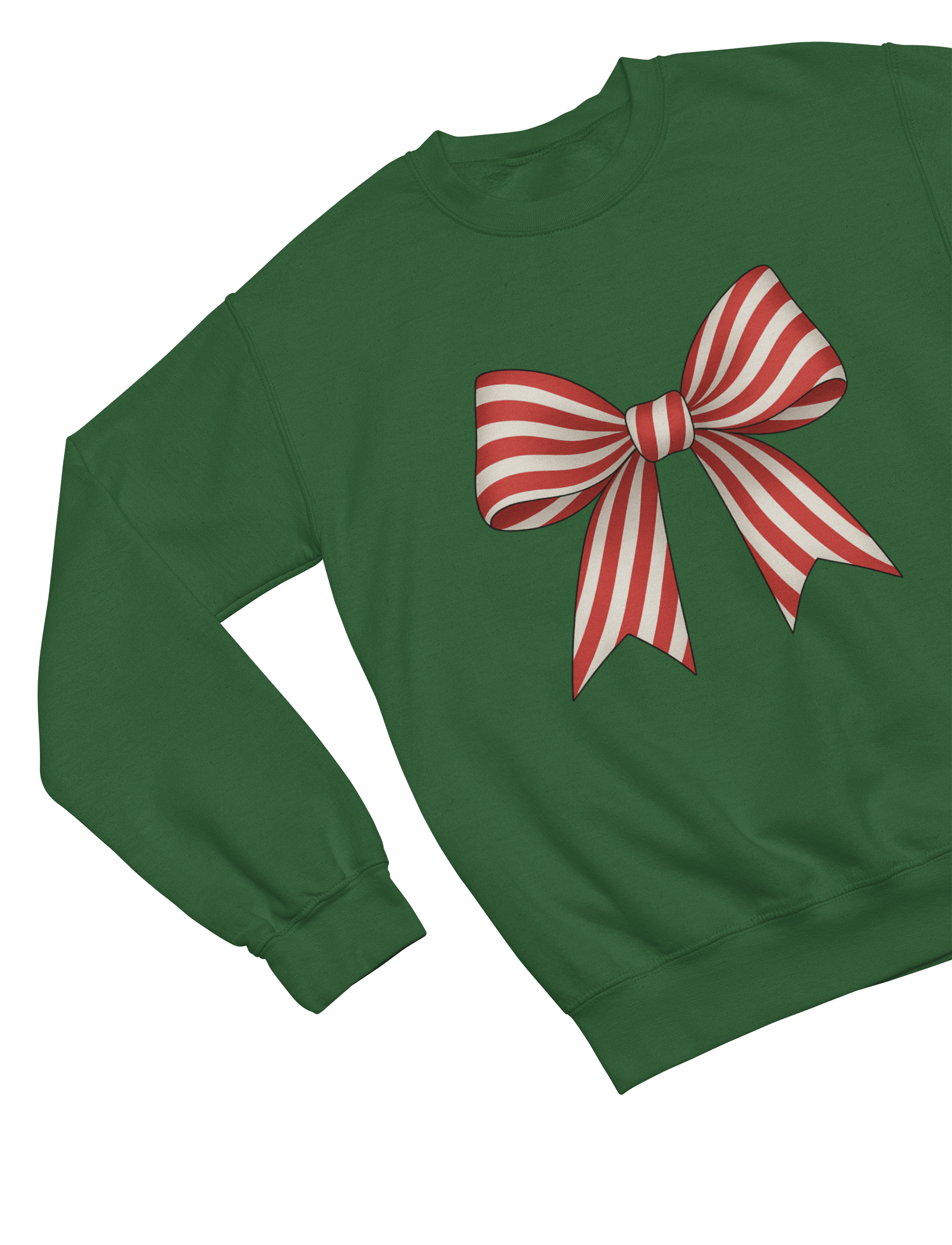 Beast and Beauty Candy Cane Stripe Coquette Bow Christmas Sweatshirt or T-Shirt – Festive Gift UK