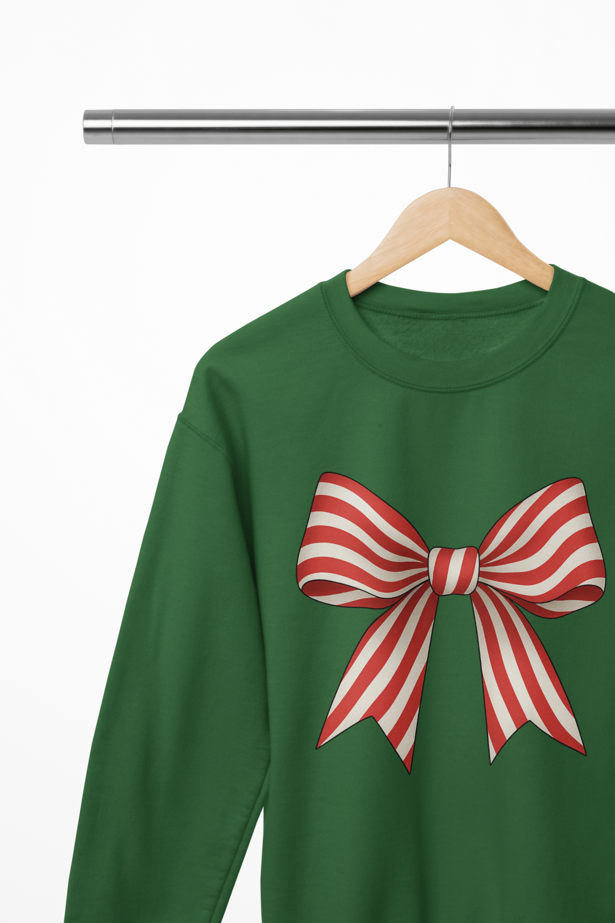 Beast and Beauty Sweatshirt / 3XL (Adult) / Green Candy Cane Stripe Coquette Bow Christmas Sweatshirt or T-Shirt – Festive Gift UK
