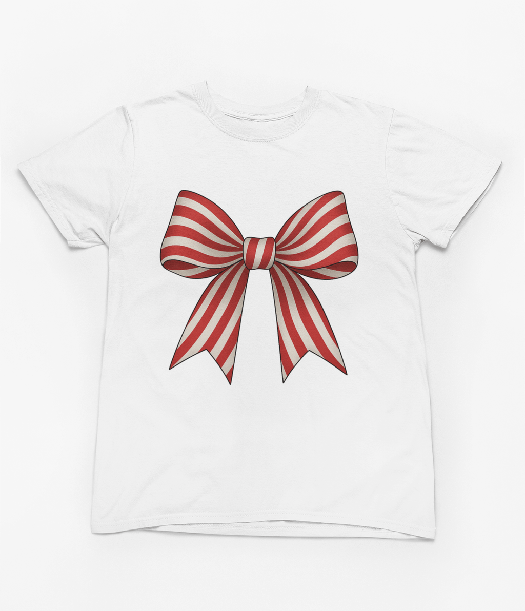 Beast and Beauty T-Shirt / 3XL (Adult) / White Candy Cane Stripe Coquette Bow Christmas Sweatshirt or T-Shirt – Festive Gift UK