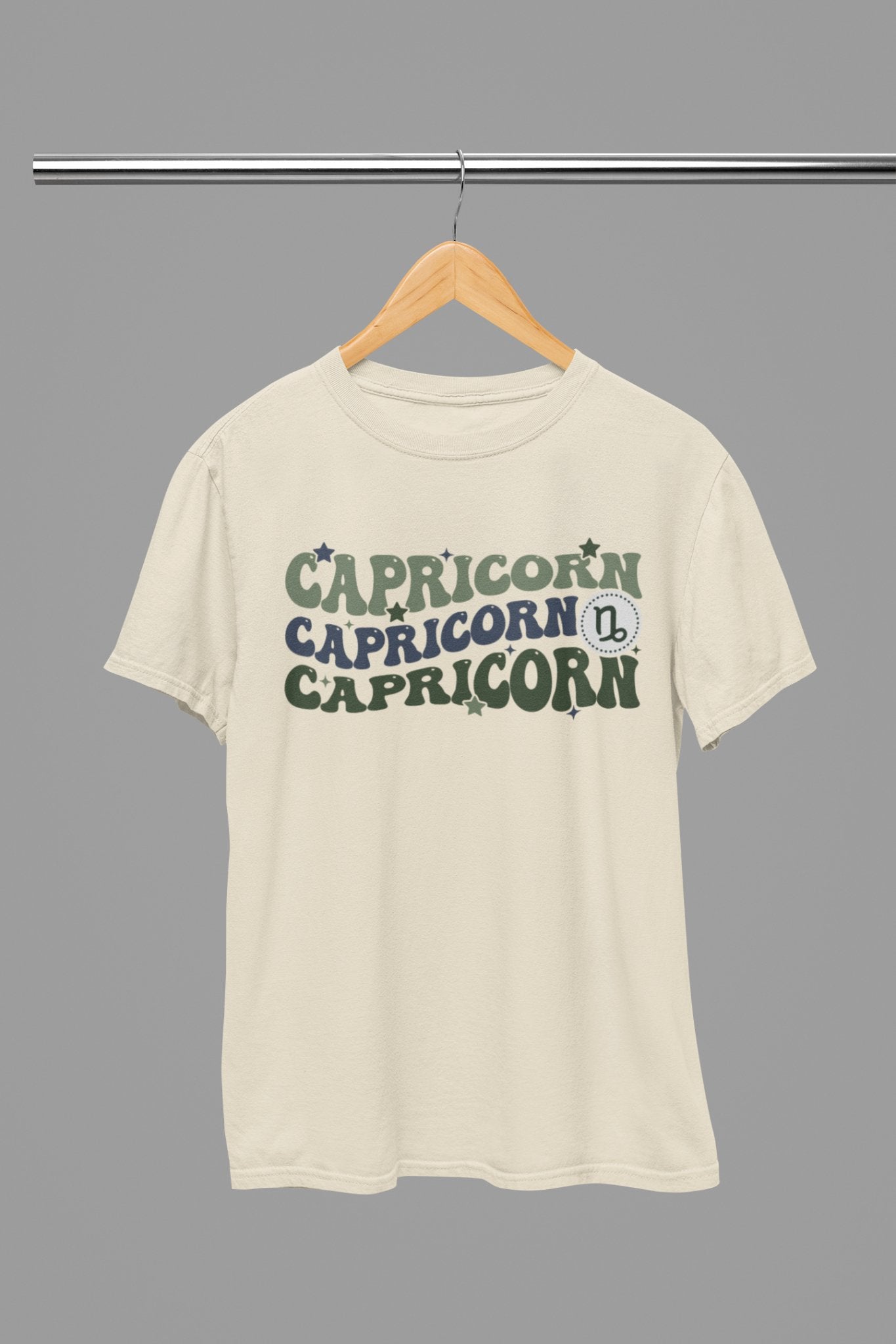 Capricorn Zodiac Fun Colour Font T-Shirt - Beast & Beauty Clothing LTD - Zodiac T-Shirt - small - Sand - 