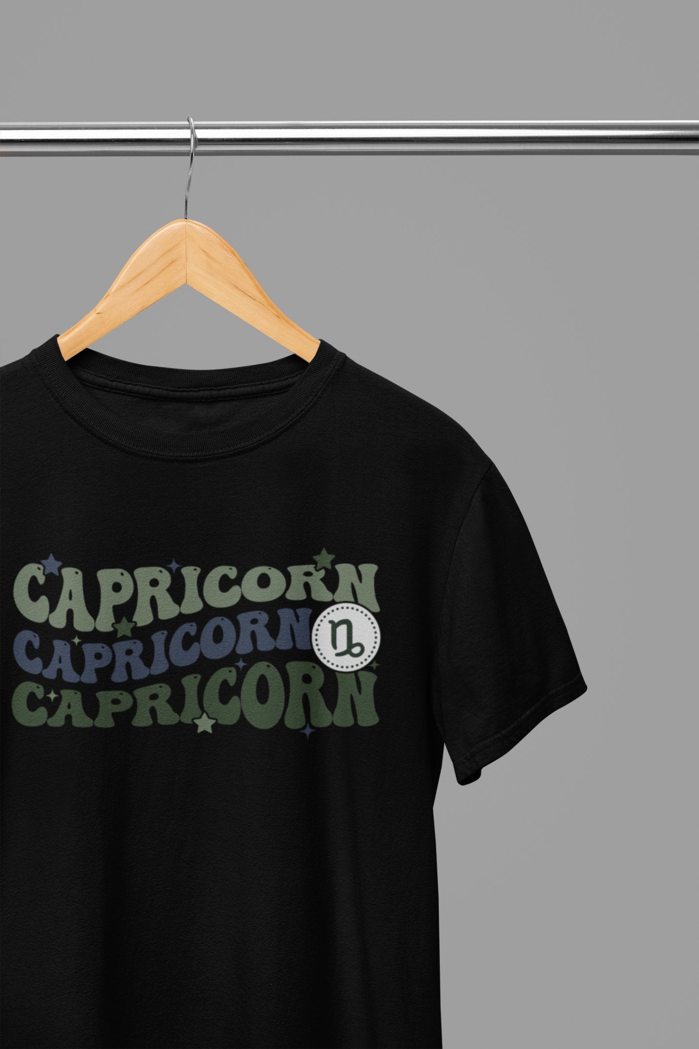 Capricorn Zodiac Fun Colour Font T-Shirt - Beast & Beauty Clothing LTD - Zodiac T-Shirt - small - Black - 