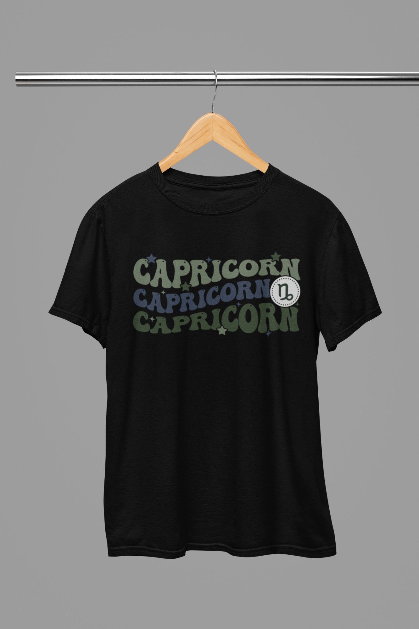 Capricorn Zodiac Fun Colour Font T-Shirt - Beast & Beauty Clothing LTD - Zodiac T-Shirt - small - Black - 