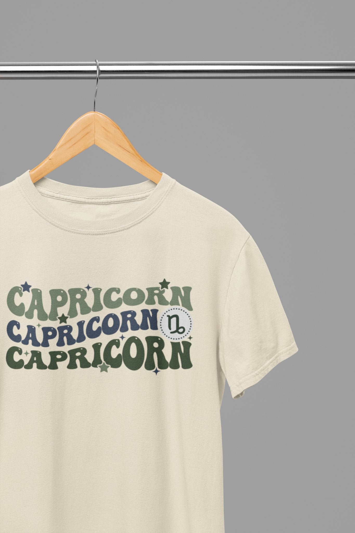 Capricorn Zodiac Fun Colour Font T-Shirt - Beast & Beauty Clothing LTD - Zodiac T-Shirt - small - Sand - 