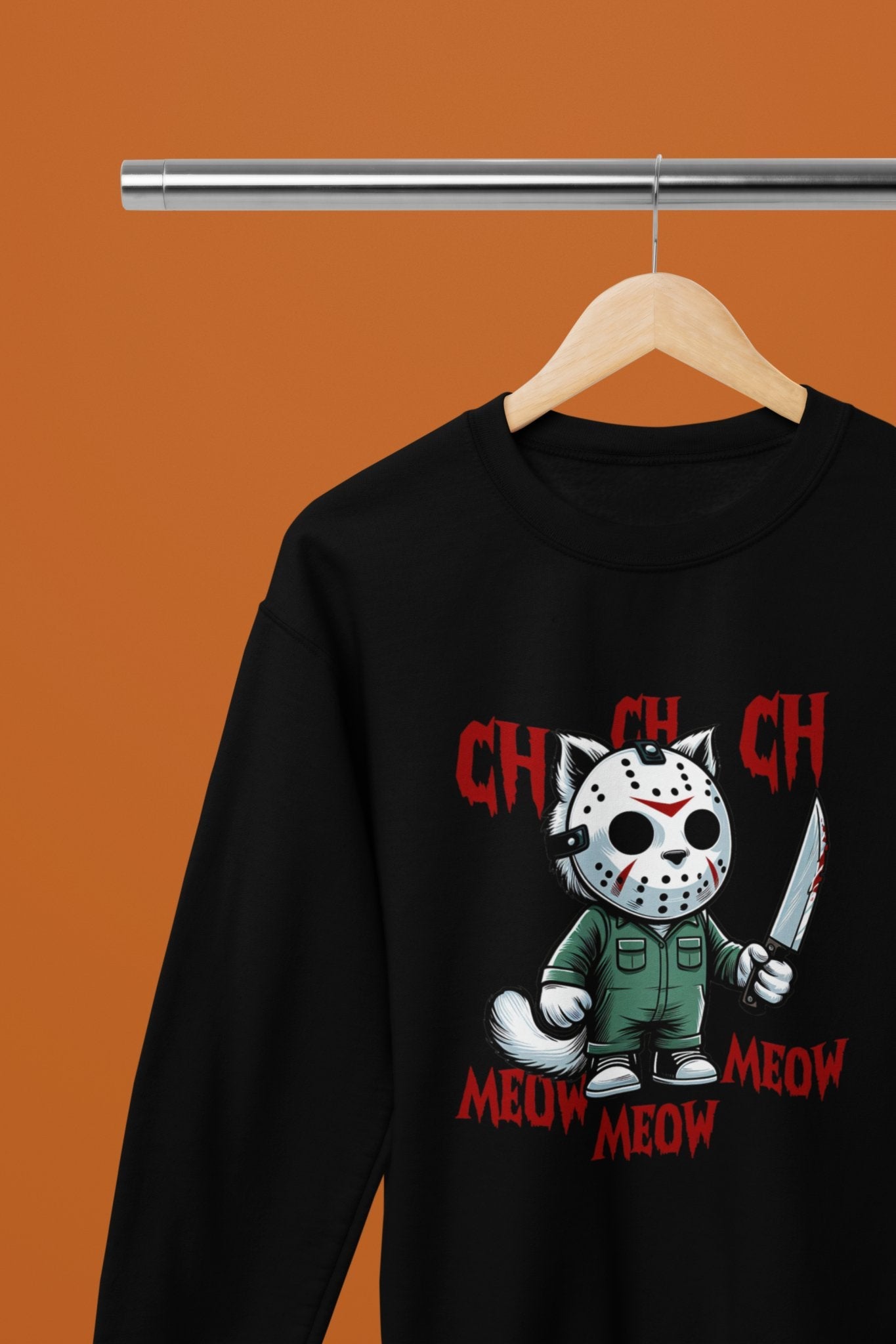 Cat Jason Movie Halloween Funny T-Shirt/Sweatshirt Unisex - Beast & Beauty Clothing LTD - Halloween - Black - Small - Sweatshirt