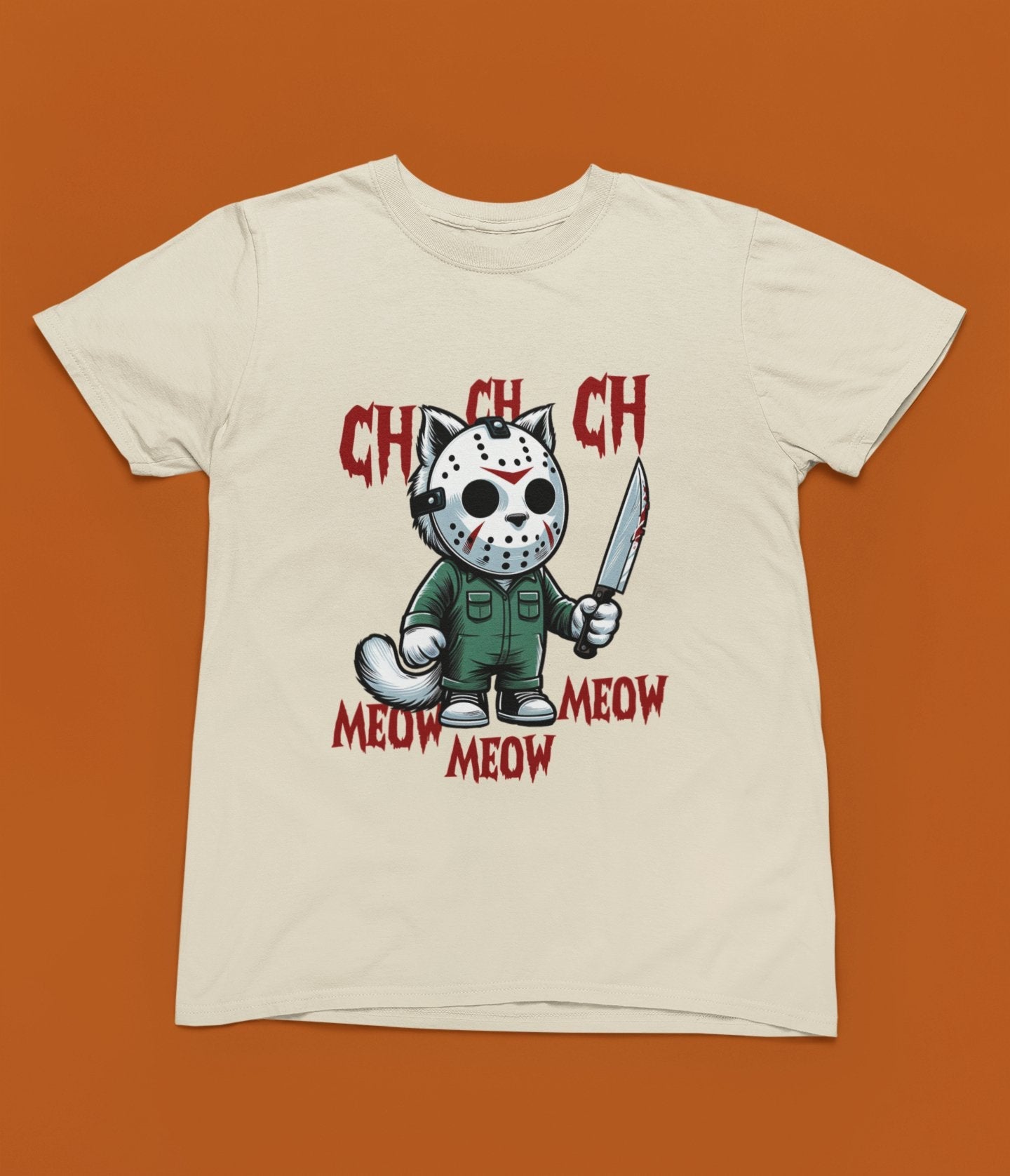 Cat Jason Movie Halloween Funny T-Shirt/Sweatshirt Unisex - Beast & Beauty Clothing LTD - Halloween - Brown - Small - Sweatshirt