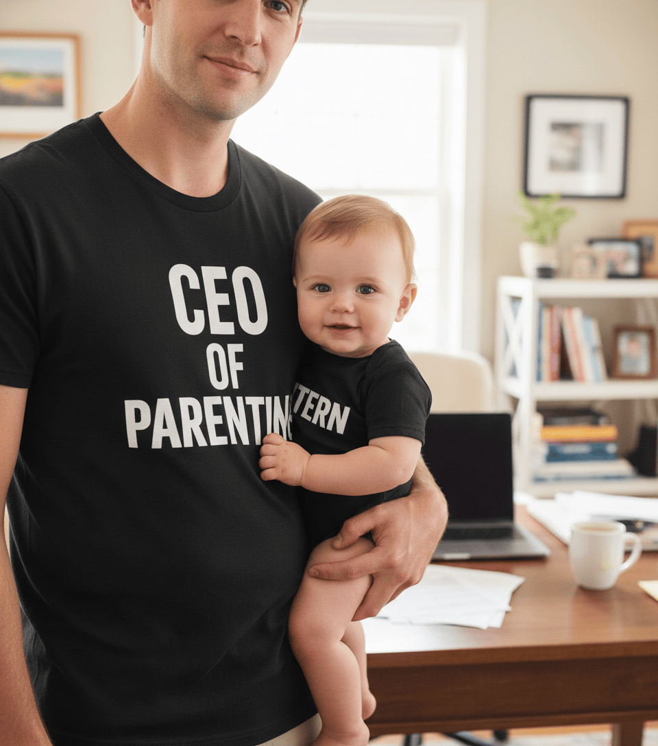CEO of Parenting & Intern Matching T-Shirt Gift Set gift_idea unique_gift personalised_gift