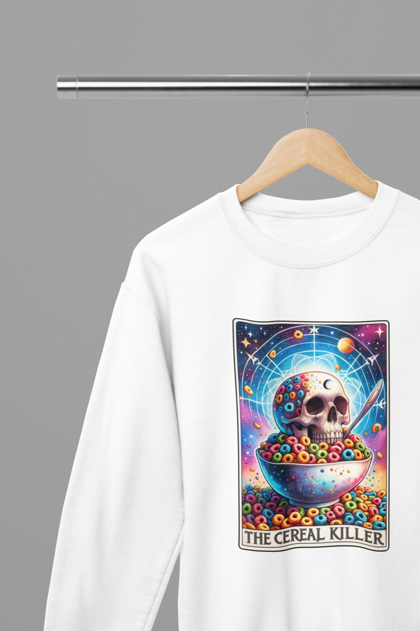 Cereal Killer Funny Tarot Sweatshirt - Beast & Beauty Clothing LTD - Tarot Sweatshirt - small - White - 