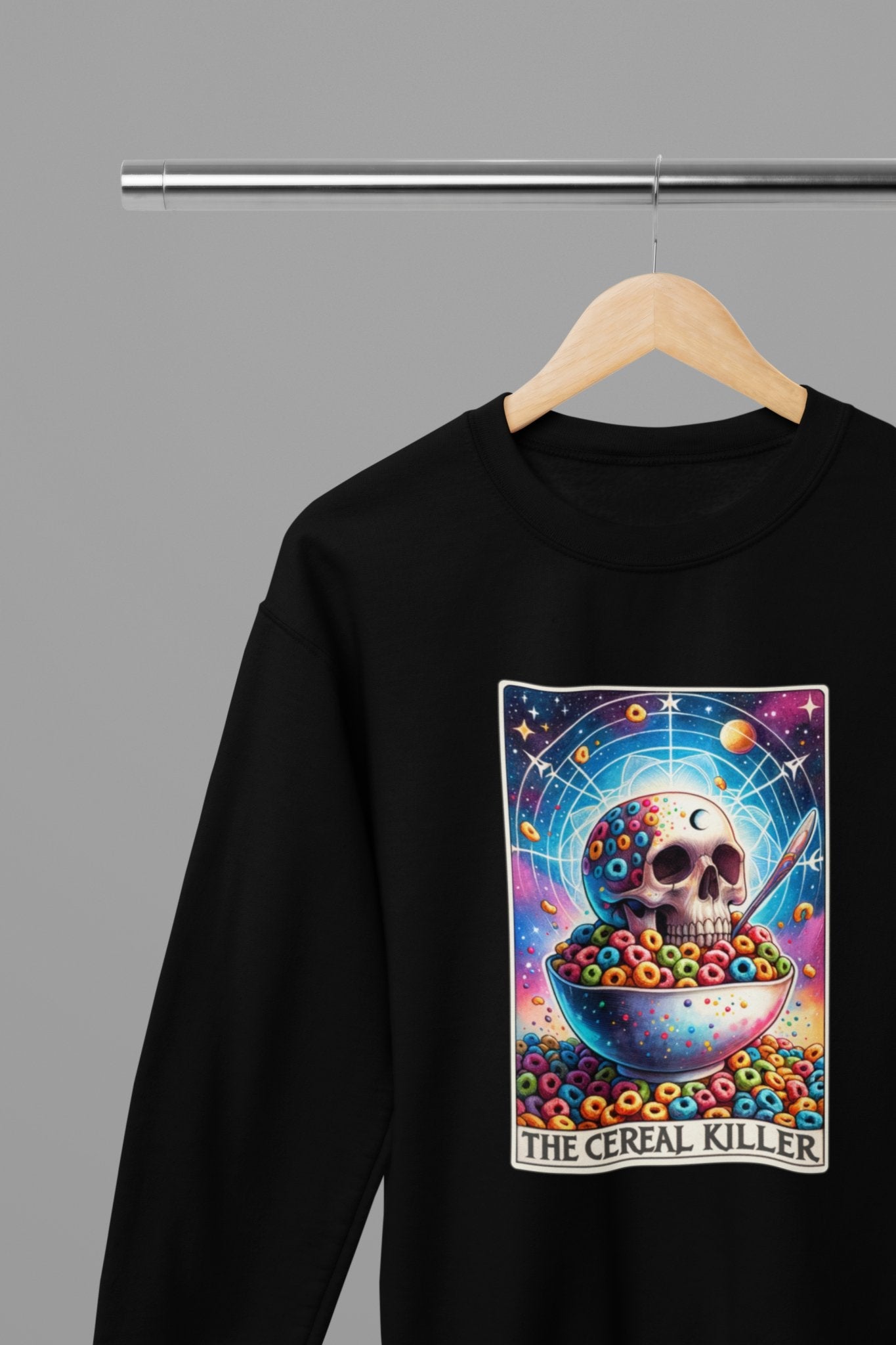 Cereal Killer Funny Tarot Sweatshirt - Beast & Beauty Clothing LTD - Tarot Sweatshirt - small - Black - 