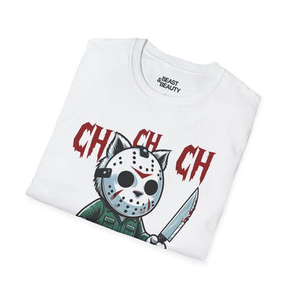 Ch Ch Ch Meow Horror Cat Halloween T-Shirt for Adults gift_idea unique_gift personalised_gift