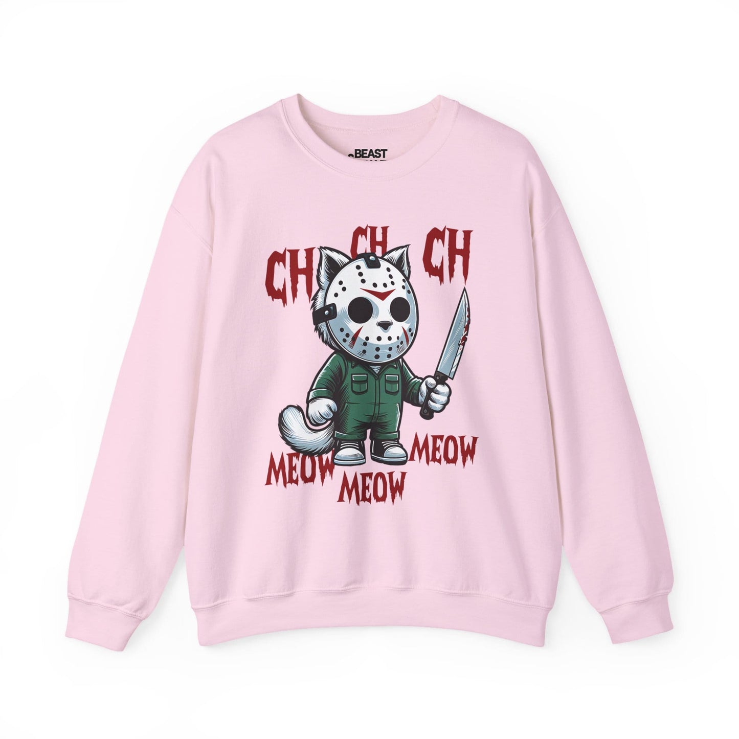 Ch Ch Ch Meow Meow Funny Halloween Cat Sweatshirt Light Pink / S gift_idea unique_gift personalised_gift