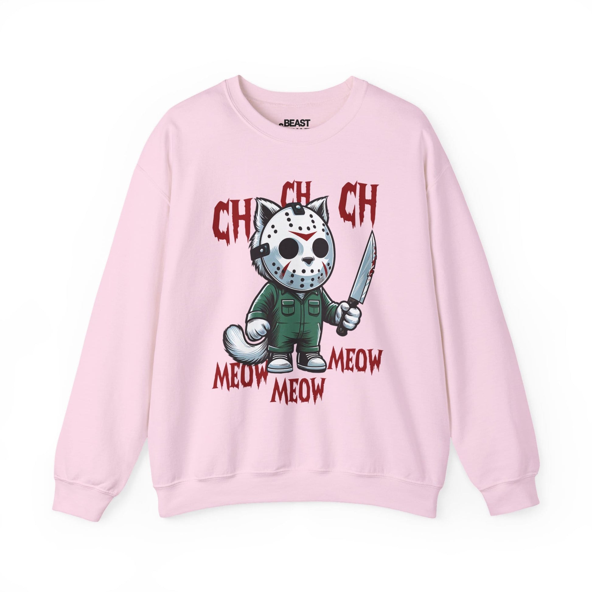 Ch Ch Ch Meow Meow Funny Halloween Cat Sweatshirt Light Pink / S gift_idea unique_gift personalised_gift