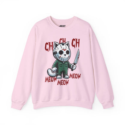 Ch Ch Ch Meow Meow Funny Halloween Cat Sweatshirt Light Pink / S gift_idea unique_gift personalised_gift
