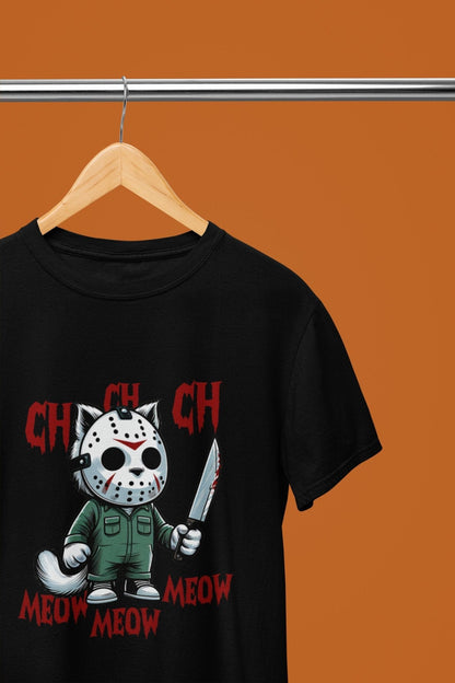 Ch Ch Meow Meow Funny Horror Cat Halloween Sweatshirt & T-Shirt Black / Small / T-Shirt gift_idea unique_gift personalised_gift